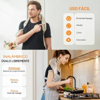 Masajeador de Cuello Eléctrico inteligente - Alivio instatáneo del Dolor cervical y Estrés