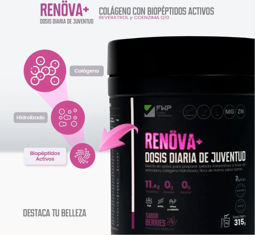 COLAGENO RENOVA - DOBLEMENTE MAS JOVEN Y FUERTE